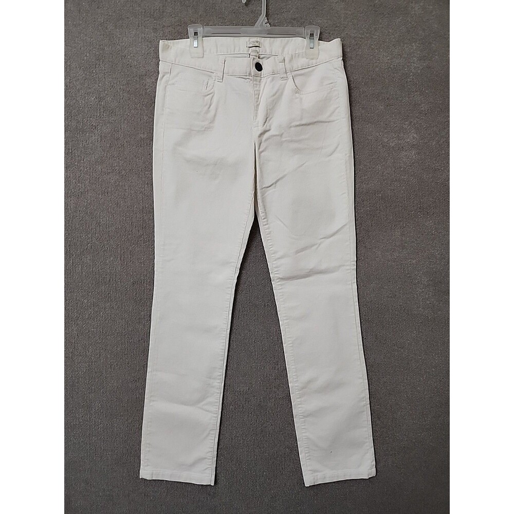 J Crew Straight Narrow Corduroy Pants Womens 29 Ivory Stretch NEW